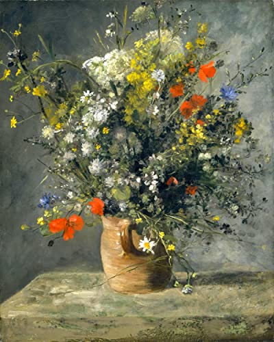 REGSDFQ Malen Nach Zahlen Diy Handgemalt öLgemäLde Kits Pinsel Acrylfarbe Leinwand Erwachsene Impressionismus berühmtes Gemälde Auguste Renoir -Blumen in einer Vase 40x50cm Ohne Rahmen von REGSDFQ