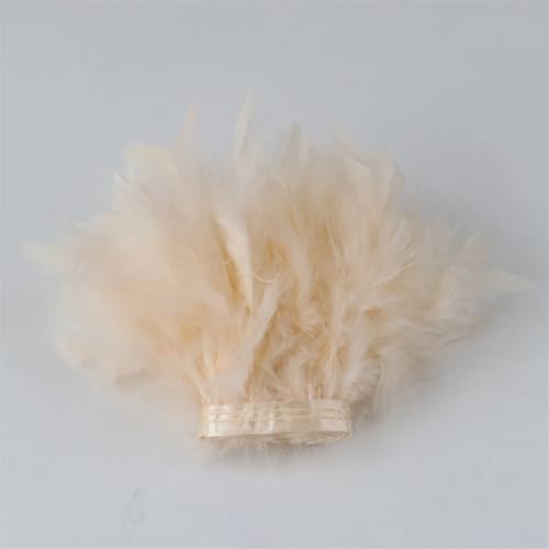 1/2 m langes Band mit Truthahnfedern, 10–15 cm, flauschiges Band für Party, Kleidung, Dekoration, Nähzubehör, Champagner, 1 m von REHJJDFD