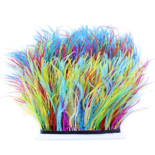 1 Meter 10–15 cm ausgefallenes flauschiges farbiges Straußenfederband, Spitzenborte für Kostüme, 10–15 cm von REHJJDFD