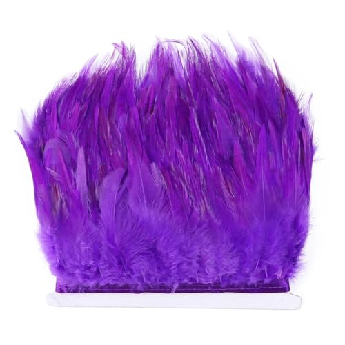 1 Meter Hahn-Hühnerfeder-Bordüre, Fransen, 10–15 cm Band, Hochzeitsdekoration, Partykleidung, DIY-Zubehör, Dunkelviolett, 10–15 cm von REHJJDFD