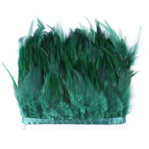 1 Meter Hahn-Hühnerfeder-Bordüre, Fransen, 10–15 cm Band, Hochzeitsdekoration, Partykleidung, DIY-Zubehör, dunkel EN8, 10–15 cm von REHJJDFD
