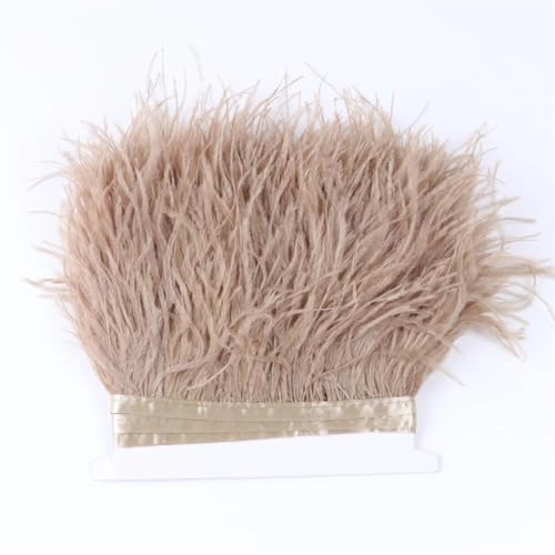 1 Meter Straußenfederbesatz Besatz Gefieder Fransenband Spitze für Hochzeit Party Kleid Dekoration Braun 10-13cm von REHJJDFD