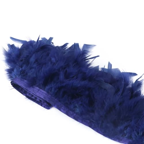 1 Meter Truthahn-Feder-Bordüre, Fransenfeder-Bordüre, für Hochzeit, Party, Federlampen-Dekoration, Marineblau, 10–15 cm von REHJJDFD