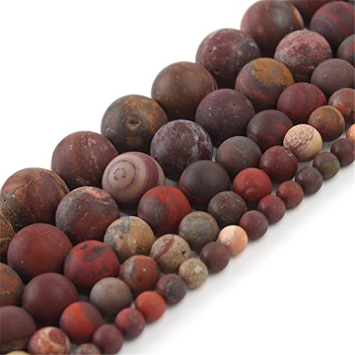 4/6/8/10/12 mm, natürlicher roter Stein, matt, Regenbogen-Jaspis, runde Perlen für Schmuckherstellung, DIY-Armband, Zubehör, 38,1 cm, Mineralien, 4 mm, 91 Perlen 4/6/8/10/12 mm, natürlicher roter Stein, matt, Regenbogen-Jaspis, runde Perlen für Schmuckherstellung, DIY-Armband, Zubehör, 38,1 cm, Mineralien, 4 mm, 91 Perlen von REHJJDFD