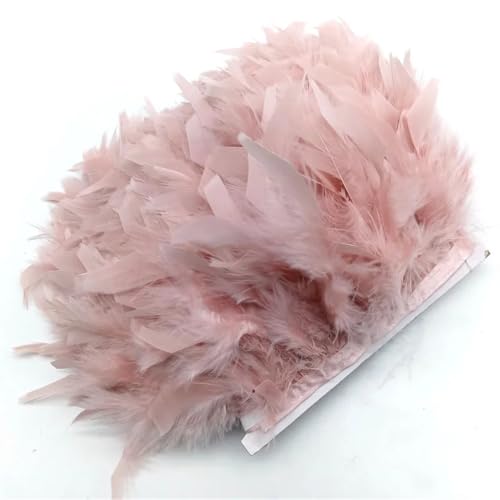 9,1 m / Lot Truthahnfedern Borten Fransenband DIY Federn Kleidung Kleid Dekoration Nähzubehör Bohnenpaste Pulver von REHJJDFD