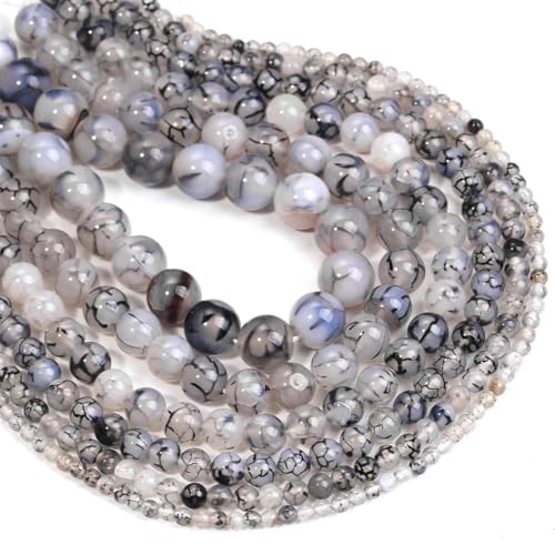 Achat-Abstandsperlen (4/6/8/10/12/14 mm) – für Schmuckherstellung, DIY, Armband, Halskette, Zubehör von REHJJDFD