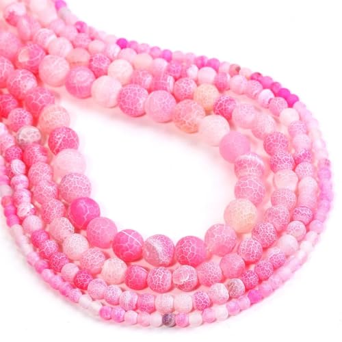 Farbige, lose Perlen – rissige Achate (4/6/8/10 mm) für Schmuckherstellung, DIY, Halsketten, Armbänder, Ohrringe von REHJJDFD