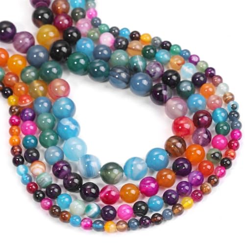 Farbige, runde lose Perlen (4–12 mm) für Schmuckherstellung, DIY, Armband, Halskette von REHJJDFD