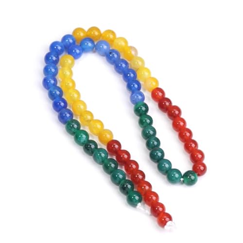 Farbige, runde lose Perlen (6/8 mm) – für Schmuckherstellung, DIY, Armband, Halskette, Handarbeitszubehör von REHJJDFD