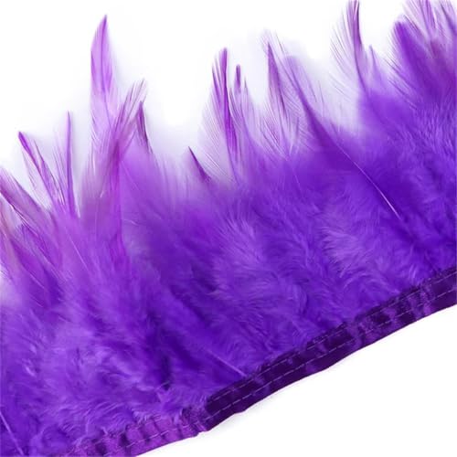 Fasan-Hühnerfeder-Bordüre, 10–15 cm, für Bastelzubehör, Party, Kostüm, Dekoration, Lila, 1 m von REHJJDFD
