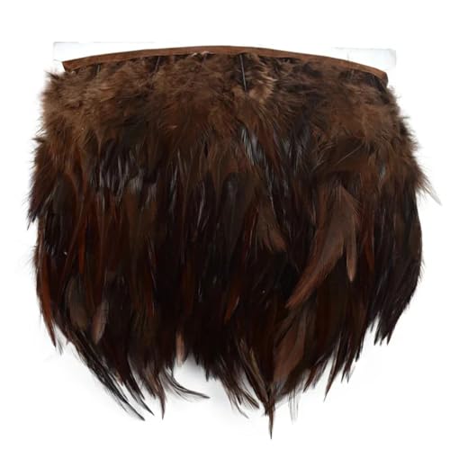Fasanenfedern auf Band, Fransenband, Kleiderband, Nähbesatz, Hochzeitskleid, Dekoration, Dunkelbraun, 10 m von REHJJDFD