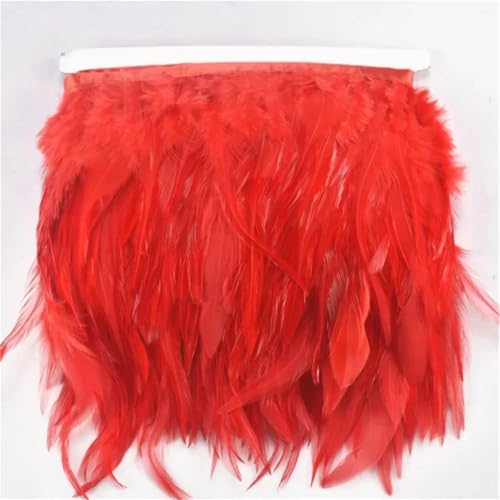 Fasanenfedern auf Band, Fransenband, Kleiderband, Nähbesatz, Hochzeitskleid, Dekoration, Rot, 10 m von REHJJDFD