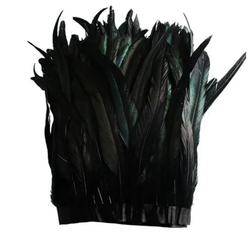 Federbordüre, 25–30 cm, Hahnfederbesatz, Kleid, Kostüm, Dekoration, Schwarz von REHJJDFD