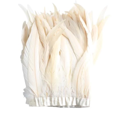 Federborte, 25–30 cm, Hahnfederbesatz, Kleid, Kostüm, Dekoration, Beige von REHJJDFD