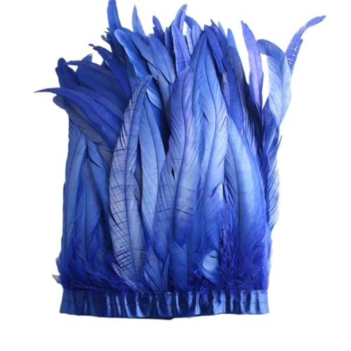 Federborte, 25–30 cm, Hahnfederbesatz, Kleid, Kostüm, Dekoration, Blau, 2 m von REHJJDFD