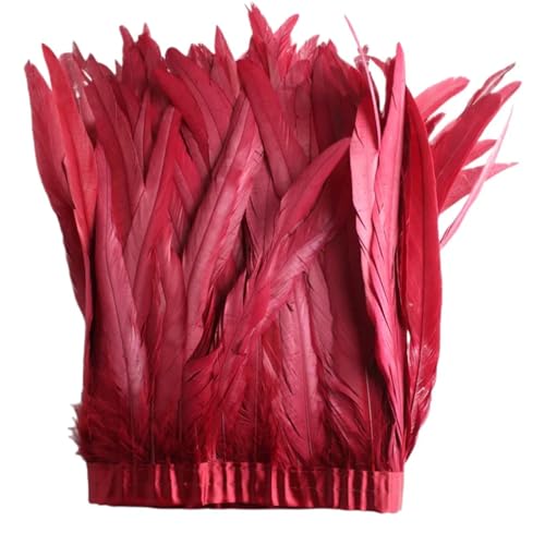Federborte, 25–30 cm, Hahnfederbesatz, Kleid, Kostüm, Dekoration, Braun, 2 m von REHJJDFD