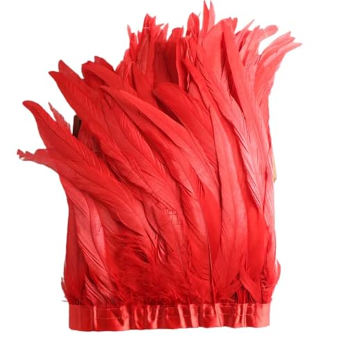 Federborte, 25–30 cm, Hahnfederbesatz, Kleid, Kostüm, Dekoration, Rot von REHJJDFD