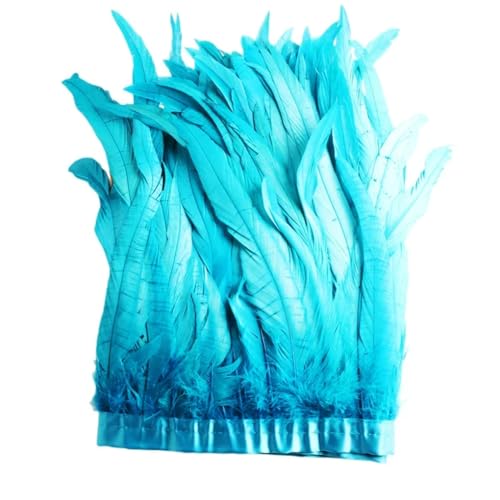 Federborte, 25–30 cm, Hahnfederbesatz, Kleid, Kostüm, Dekoration, Seeblau von REHJJDFD