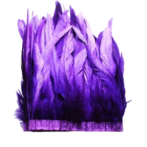 Federborte, 25–30 cm, Hahnfederbesatz, Kleid, Kostüm, Dekoration, Violett von REHJJDFD