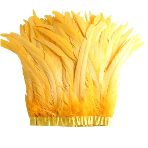 Federborte, 25–30 cm, Hahnfederbesatz, Kleid, Kostüm, Dekoration, goldfarben, 2 m Federborte, 25–30 cm, Hahnfederbesatz, Kleid, Kostüm, Dekoration, goldfarben, 2 m von REHJJDFD