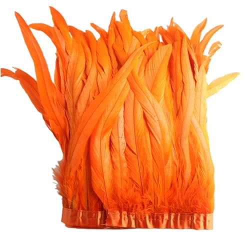 Federborte, 25–30 cm, bespannt, Hahnfederbesatz, Kleid, Kostüm, Dekoration, Orange von REHJJDFD