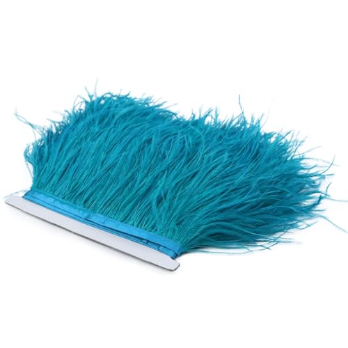 Flauschige Straußenfeder-Bordüre, Fransen, 8 - 10 cm, Hochzeit, Party, Dekoration, Federband für Kleid, Blau, 1 m Flauschige Straußenfeder-Bordüre, Fransen, 8 - 10 cm, Hochzeit, Party, Dekoration, Federband für Kleid, Blau, 1 m von REHJJDFD
