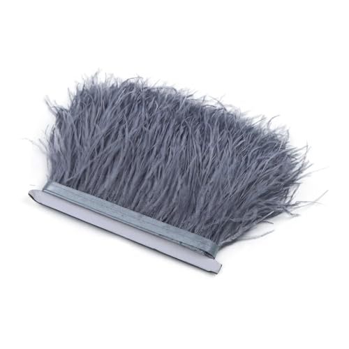 Flauschige Straußenfeder-Bordüre, Fransen, 8–10 cm, Hochzeitsdekoration, Federband für Kleid, Silbergrau, 1 m Flauschige Straußenfeder-Bordüre, Fransen, 8–10 cm, Hochzeitsdekoration, Federband für Kleid, Silbergrau, 1 m von REHJJDFD