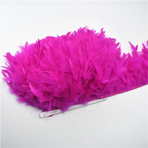 Flauschige Truthahnfedern, Fransenbordüre, einfarbig, zum Nähen, für Kleidung, Kleid, Dekoration, 10 m, 6. Rose von REHJJDFD
