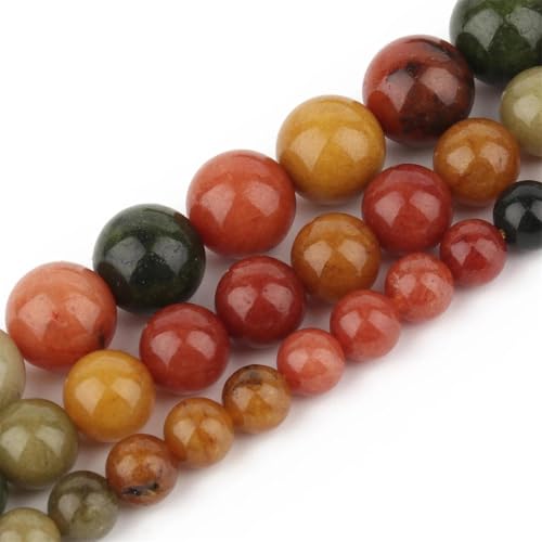 Lose Naturstein-Perlen – bunte, runde Abstandshalter-Perlen (6 mm/8 mm/10 mm) für Schmuckherstellung, DIY Handwerk von REHJJDFD
