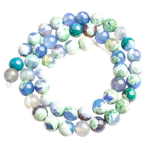Mehrfarbige, rissige, lose runde Perlen aus Naturstein für Schmuckherstellung, DIY-Armband-Zubehör von REHJJDFD