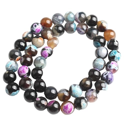 Mehrfarbige, rissige, lose runde Perlen aus Naturstein für Schmuckherstellung, DIY-Armband-Zubehör Mehrfarbige, rissige, lose runde Perlen aus Naturstein für Schmuckherstellung, DIY-Armband-Zubehör von REHJJDFD