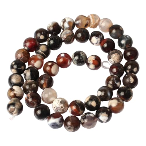 Mehrfarbige, rissige, lose runde Perlen aus Naturstein für Schmuckherstellung, DIY-Armband-Zubehör von REHJJDFD
