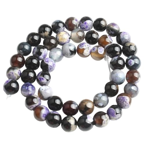 Mehrfarbige, rissige, lose runde Perlen aus Naturstein für Schmuckherstellung, DIY-Armband-Zubehör Mehrfarbige, rissige, lose runde Perlen aus Naturstein für Schmuckherstellung, DIY-Armband-Zubehör von REHJJDFD