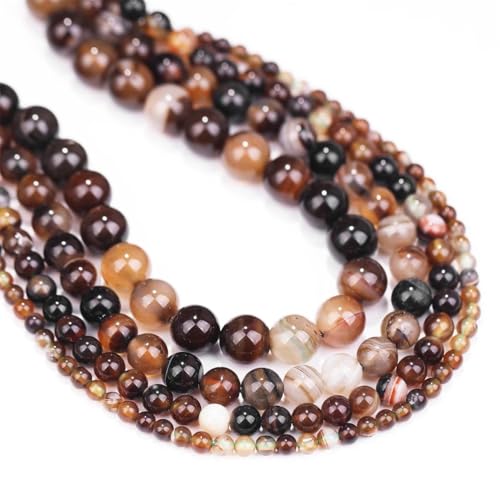Natürliche gestreifte lose Perlen (4/6/8/10 mm) – für Schmuckherstellung, Armbänder, Halsketten, Ohrringe von REHJJDFD