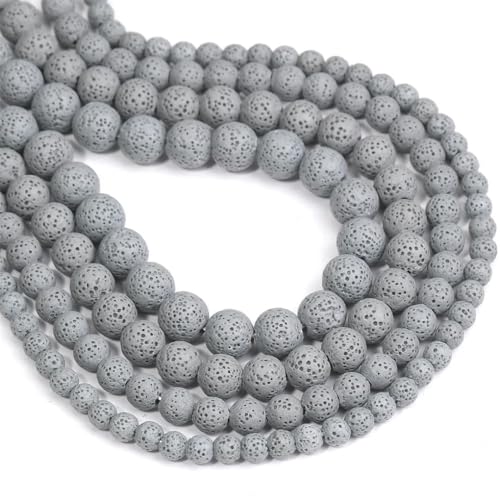Natürliche runde Steinperlen (6 mm - 12 mm) – für selbstgemachte Halsketten, Armbänder, Schmuckherstellung von REHJJDFD