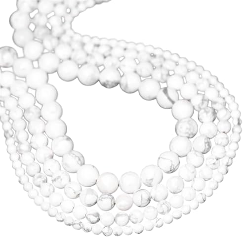 Natürliche runde weiße Türkisperlen (4/6/8/10 mm) – für DIY-Armband-Zubehör von REHJJDFD