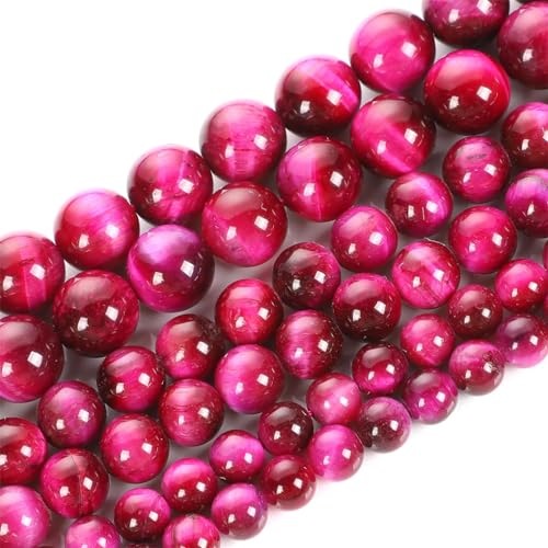 Natursteinperlen, Rosenrot, gestreift, Achat, Tigerauge, Jade, Perlen für Schmuckherstellung, DIY-Armbänder, Zubehör, rosarotes Tigerauge, 4 mm, ca. 90 Stück von REHJJDFD