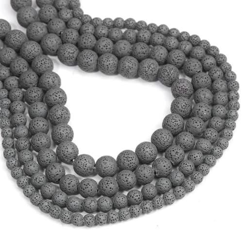 Runde Natursteinperlen (6/8/10/12 mm) für selbstgemachte Halsketten, Armbänder, Schmuckherstellung von REHJJDFD