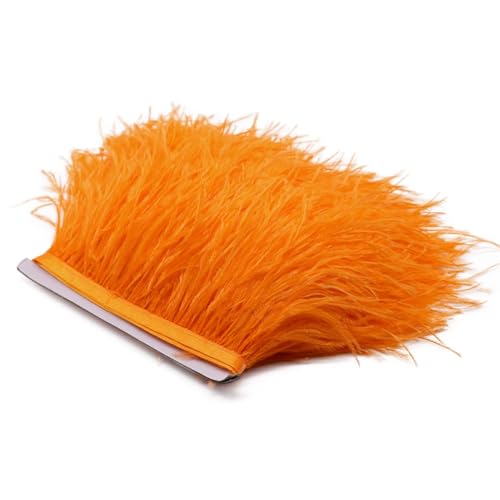 Spitzenband mit Straußenfedern, lange Borten für Kleidung, Nähzubehör, Orange, 8–10 cm, 1 m, 8–10 cm von REHJJDFD