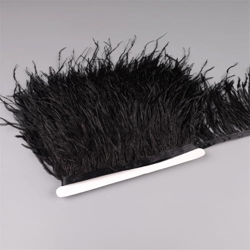 Straußenfeder-Band, Fransenborte zum Nähen, Besätze, Feder in Kleid, Kleidung, Kostüm, Schwarz, 10 m Straußenfeder-Band, Fransenborte zum Nähen, Besätze, Feder in Kleid, Kleidung, Kostüm, Schwarz, 10 m von REHJJDFD