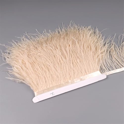 Straußenfeder-Band, Fransenborte zum Nähen, Besätze, Feder in Kleid, Kleidung, Kostüm, dunkles Shampagne, 10 m von REHJJDFD