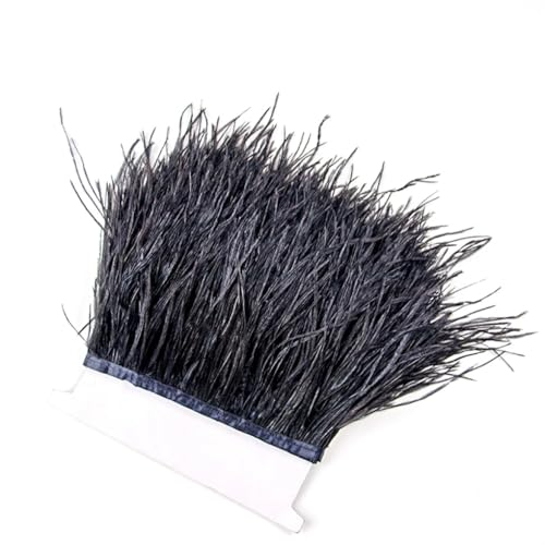 Straußenfeder-Bordüre, 8–10 cm, weiche dekorative Federn für DIY-Kostüme, Hochzeitsparty, Kleid, Schwarz, 1 m von REHJJDFD