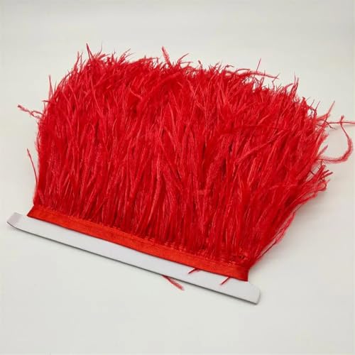 Straußenfeder-Bordüre, Fransenfederband, 10–15 cm breit, Nähen, Basteln, Kostüme, Dekoration, Rot, 4,5 m Straußenfeder-Bordüre, Fransenfederband, 10–15 cm breit, Nähen, Basteln, Kostüme, Dekoration, Rot, 4,5 m von REHJJDFD