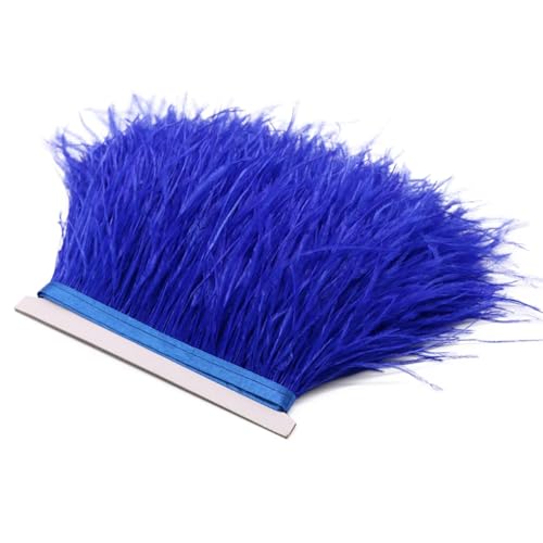 Straußenfeder-Bordüre, Spitzenband, lange Borten für Kleidung, Nähzubehör, Blau, 8–10 cm, 1 m Straußenfeder-Bordüre, Spitzenband, lange Borten für Kleidung, Nähzubehör, Blau, 8–10 cm, 1 m von REHJJDFD