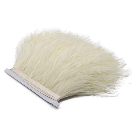 Straußenfeder-Bordüre, Spitzenband, lange Borten für Kleidung, Nähzubehör, Elfenbeinweiß, 8–10 cm, 1 m Straußenfeder-Bordüre, Spitzenband, lange Borten für Kleidung, Nähzubehör, Elfenbeinweiß, 8–10 cm, 1 m von REHJJDFD