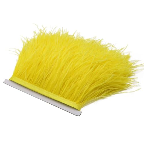 Straußenfeder-Bordüre, Spitzenband, lange Borten für Kleidung, Nähzubehör, Gelb, 8–10 cm, 1 m von REHJJDFD