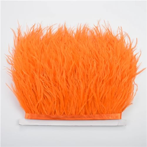 Straußenfeder-Bordüre für Handarbeiten und Handwerk, solide Federn, 5 m, Orange, 8–10 cm Straußenfeder-Bordüre für Handarbeiten und Handwerk, solide Federn, 5 m, Orange, 8–10 cm von REHJJDFD