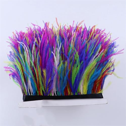 Straußenfeder-Bordüre mit Farbverlauf, 10–15 cm, natürliches Band für Party-Dekoration, Kleiderzubehör, Handwerk, 10 x 10 - 15 cm Straußenfeder-Bordüre mit Farbverlauf, 10–15 cm, natürliches Band für Party-Dekoration, Kleiderzubehör, Handwerk, 10 x 10 - 15 cm von REHJJDFD