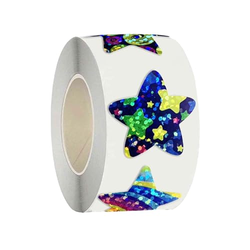 REITINGE 500 Stück/Rolle, runde Aufkleber, selbstklebende Glitzer-Rolle für Belohnung, Kinder, Lehrer REITINGE 500 Stück/Rolle, runde Aufkleber, selbstklebende Glitzer-Rolle für Belohnung, Kinder, Lehrer von REITINGE