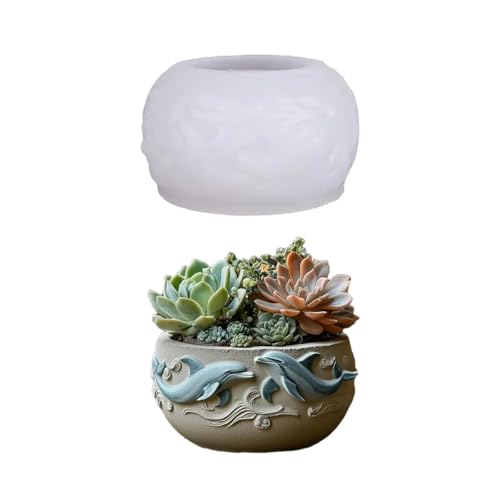 Blumenknopfform Silikon Delphin Pflanzerform Zum Handwerksharz Schmuck Dekorative Pflanzer Mehrere Handwerksmaterialien Silikonform Für Saftige Pflanzer von REITINGE